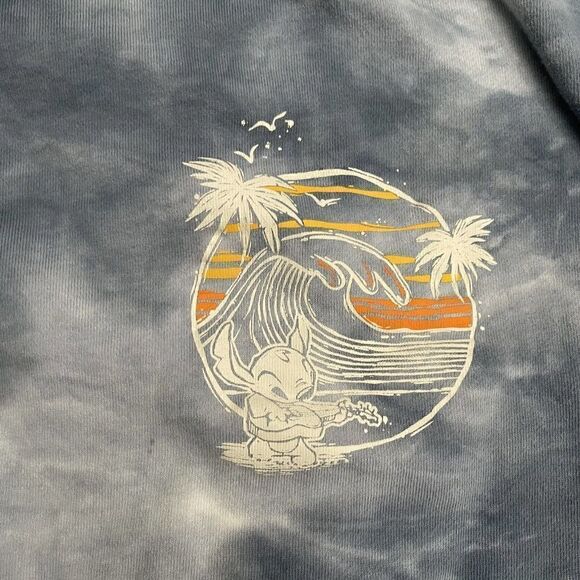 Disney Parks Stitch Hoodie Size XXL Adult Tie Dye Blue Crewneck Sweatshirt - Picture 2 of 10